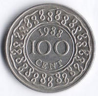 Монета 100 центов. 1988(B) год, Суринам.