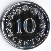 Монета 10 центов. 1976 год, Мальта. Proof.