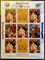 Блок марок. "Международный год мира: картина Рубенса". 1986 год, Парагвай.