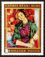 Марка почтовая. "Мими" - Бела Чобель. 1974 год, Венгрия.
