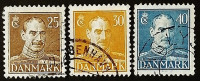 Набор почтовых марок (3 шт.). "Король Кристиан X". 1943 год, Дания.