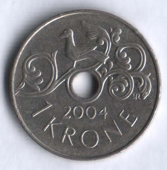 Монета 1 крона. 2004 год, Норвегия.