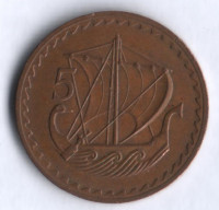 Монета 5 милей. 1980 год, Кипр.