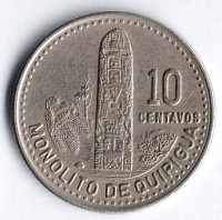 Монета 10 сентаво. 1988 год, Гватемала.