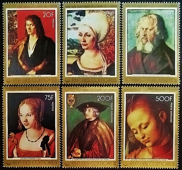 Набор марок (6 шт.). "450 лет со дня смерти Альбрехта Дюрера (I)". 1978 год, Коморские острова.
