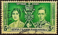 Почтовая марка (5 c.). "Коронация короля Георга VI и королевы Елизаветы". 1937 год, Британская Восточная Африка.