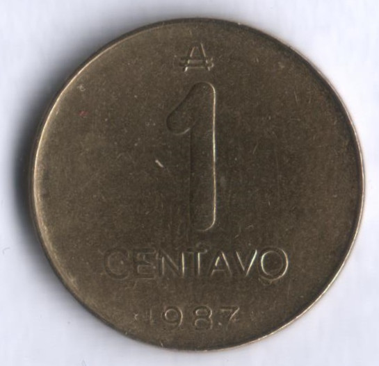 Монета 1 сентаво. 1987 год, Аргентина.