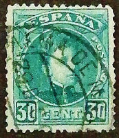 Почтовая марка (30 c.). "Король Альфонсо XIII". 1901 год, Испания.