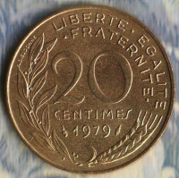 Монета 20 сантимов. 1979 год, Франция.
