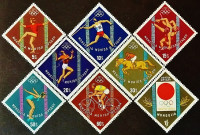 Набор марок почтовых (8 шт.). "Летние Олимпийские игры - Токио`1964". 1964 год, Монголия.