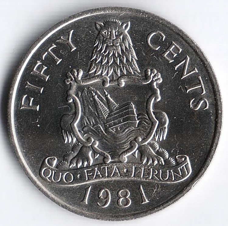 Монета 50 центов. 1981 год, Бермудские острова.
