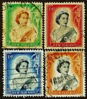 Набор марок (4 шт.). "Королева Елизавета II". 1954-1957 год, Новая Зеландия.