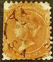 Почтовая марка (2 p.). "Королева Виктория". 1876 год, Южная Австралия.