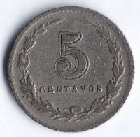 Монета 5 сентаво. 1923 год, Аргентина.