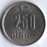 250000 лир. 2004 год, Турция.