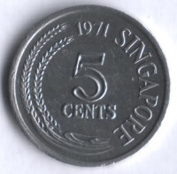 5 центов. 1971 год, Сингапур. FAO.