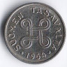 Монета 1 марка. 1954 год, Финляндия.