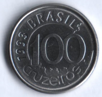 Монета 100 крузейро. 1993 год, Бразилия.