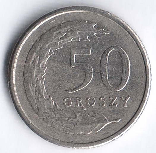Монета 50 грошей. 2008 год, Польша.