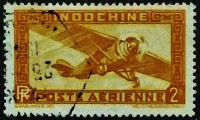 Почтовая марка (2 p.). "Авиапочта". 1933 год, Французский Индокитай.