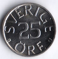 Монета 25 эре. 1983(U) год, Швеция.