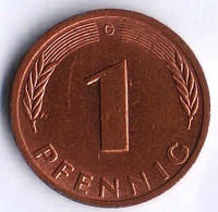 Монета 1 пфенниг. 1984(G) год, ФРГ.