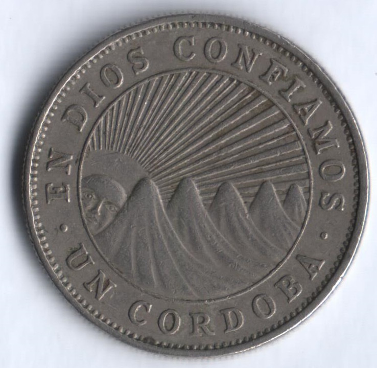 Монета 1 кордоба. 1972 год, Никарагуа.