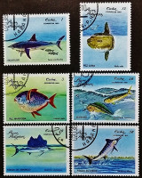 Набор почтовых марок (6 шт.). "Морские рыбы". 1981 год, Куба.