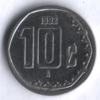 Монета 10 сентаво. 1992 год, Мексика.