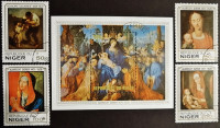 Набор почтовых марок (4 шт.) с блоком. "Картины Дюрера". 1979 год, Нигер.