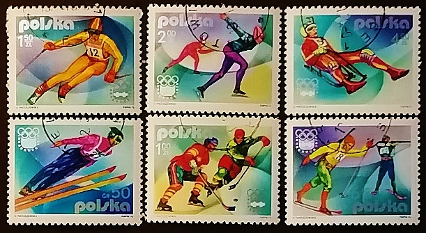Набор почтовых марок  (6 шт.). "Зимние Олимпийские игры 1976 года - Инсбрук". 1976 год, Польша.