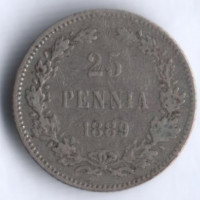 25 пенни. 1889 год, Великое Княжество Финляндское.