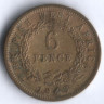 Монета 6 пенсов. 1943 год, Британская Западная Африка.