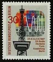 Марка почтовая. "25-я Выставка немецкого радио, Берлин". 1967 год, Западный Берлин.