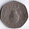 Монета 20 пенсов. 1983 год, Гернси.
