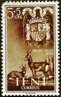 Почтовая марка (5+5 c.). "День почтовой марки". 1956 год, Ифни.