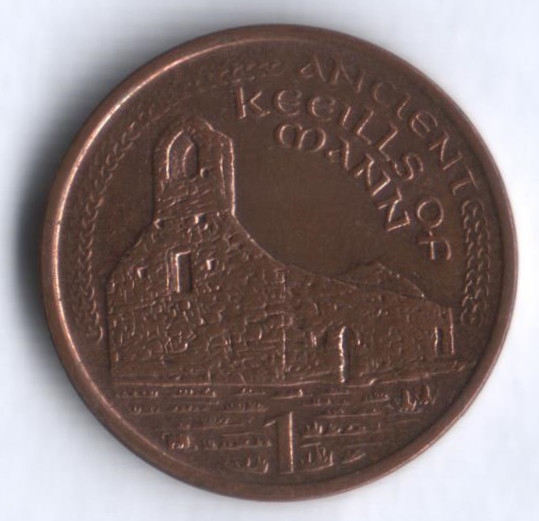 Монета 1 пенни. 2002(AA) год, Остров Мэн.