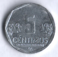 Монета 5 сентимо. 2010 год, Перу.