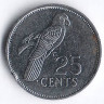 Монета 25 центов. 1993 год, Сейшельские острова.