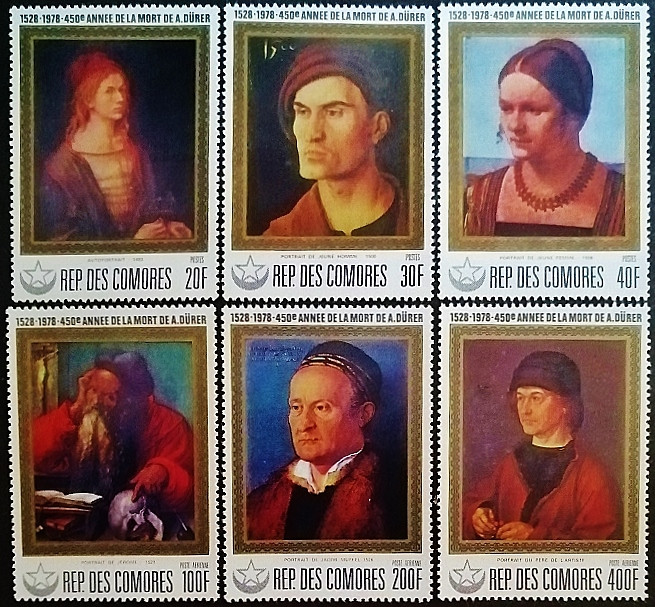 Набор марок (6 шт.). "450 лет со дня смерти Альбрехта Дюрера (II)". 1978 год, Коморские острова.