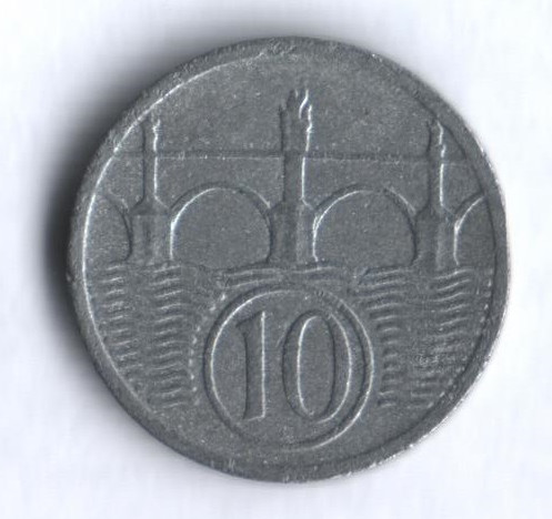 Монета 10 геллеров. 1940 год, Богемия и Моравия.