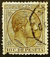 Почтовая марка. "Король Альфонсо XII". 1878 год, Испания.