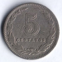 Монета 5 сентаво. 1929 год, Аргентина.