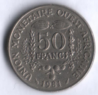 Монета 50 франков. 1981 год, Западно-Африканские Штаты.
