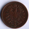 Монета 2 пфеннига. 1874 год (B), Германская империя.