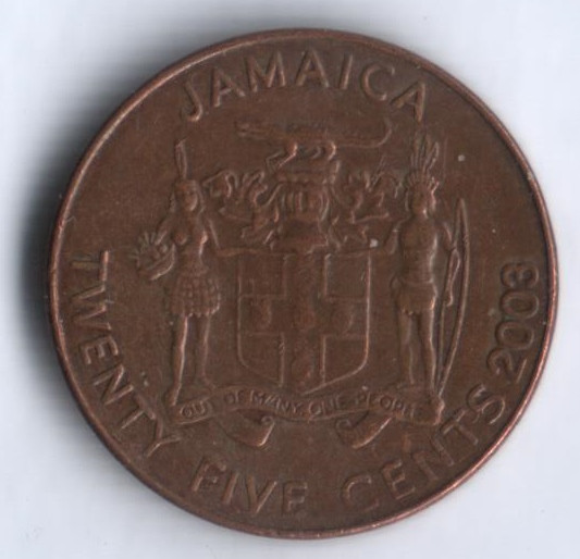 Монета 25 центов. 2003 год, Ямайка.