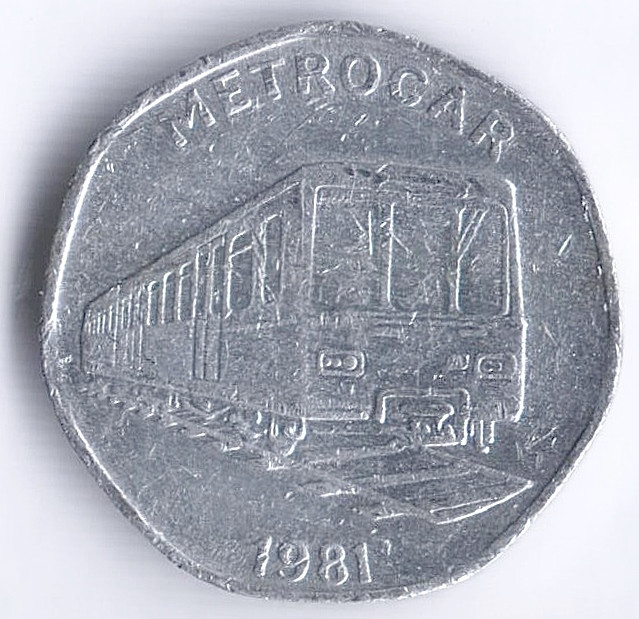 Национальный транспортный токен 20 пенсов. "METROCAR 1981", Великобритания.