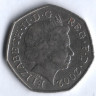 Монета 50 пенсов. 2002 год, Великобритания.