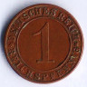 Монета 1 рейхспфенниг. 1929 год (E), Веймарская республика.