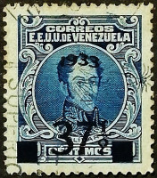 Почтовая марка (37⅟₂ c.). "Симон Боливар". 1933 год, Венесуэла.